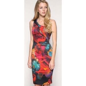 Karen Millen Red Ruched One Shoulder Mini Dress